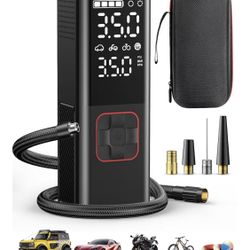 Tire Inflator Portable Air Compressor 20000mAh & 4X Faster Cordless Tire Pump for Car, Bicycle, Motorcycle, Ball, with Tire Pressure Gauge and Storage