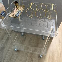 Acrylic Bar Cart w/ Bar Set & Wine Rack