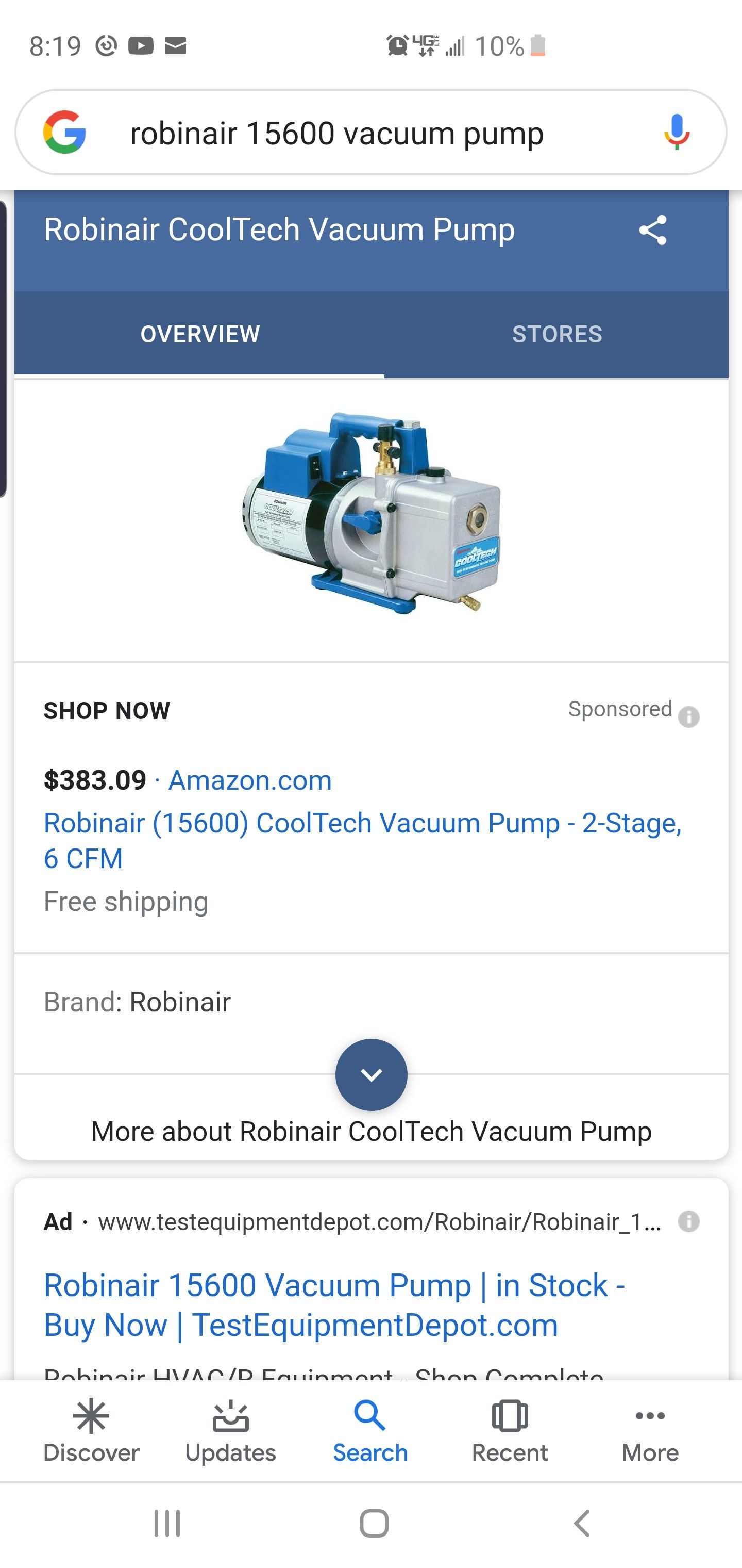Robinair vacuum pump