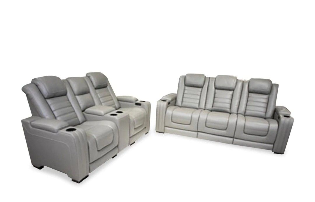 Backtrack Gray Power Recliner Set