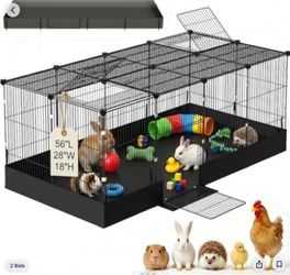 Guinea Pig Cages DIY Small Animal Playpen with Waterproof Liner, Expandable Cage for Guinea Pigs, Metal Wire Yard Fence Rabbit Cage G22920