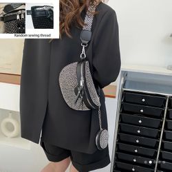 Stylish and Trendy Versatile Lightweight Rhinestone Waist Bag