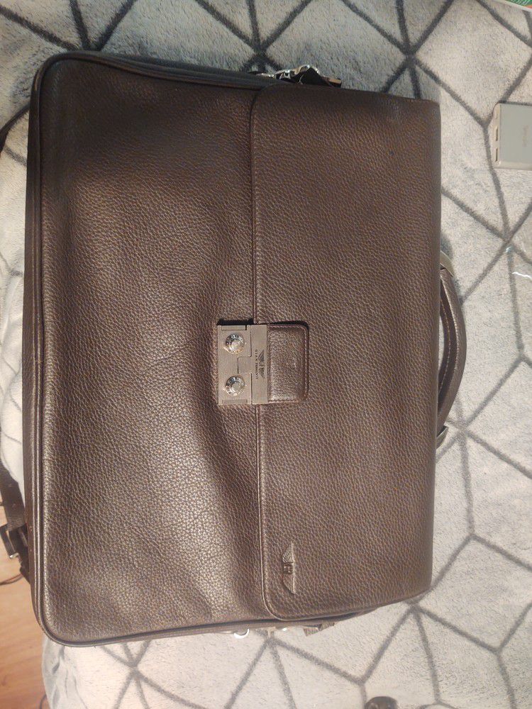 Men's Combination Lock Genuine Leather Briefcase