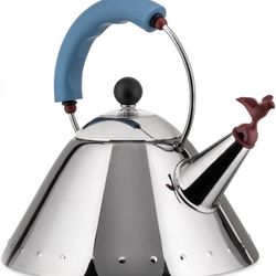 Alessi Kettle, 9'' H x 8.5'' W x 8.5'' D, Blue 