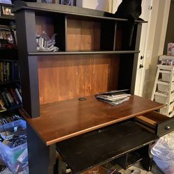Dark Wood Computer Desk, Heavy And Sturdy