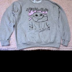 NWOT MENS JERZEES YODA THE CHILD SWEATSHIRT GRAY SIZE L 