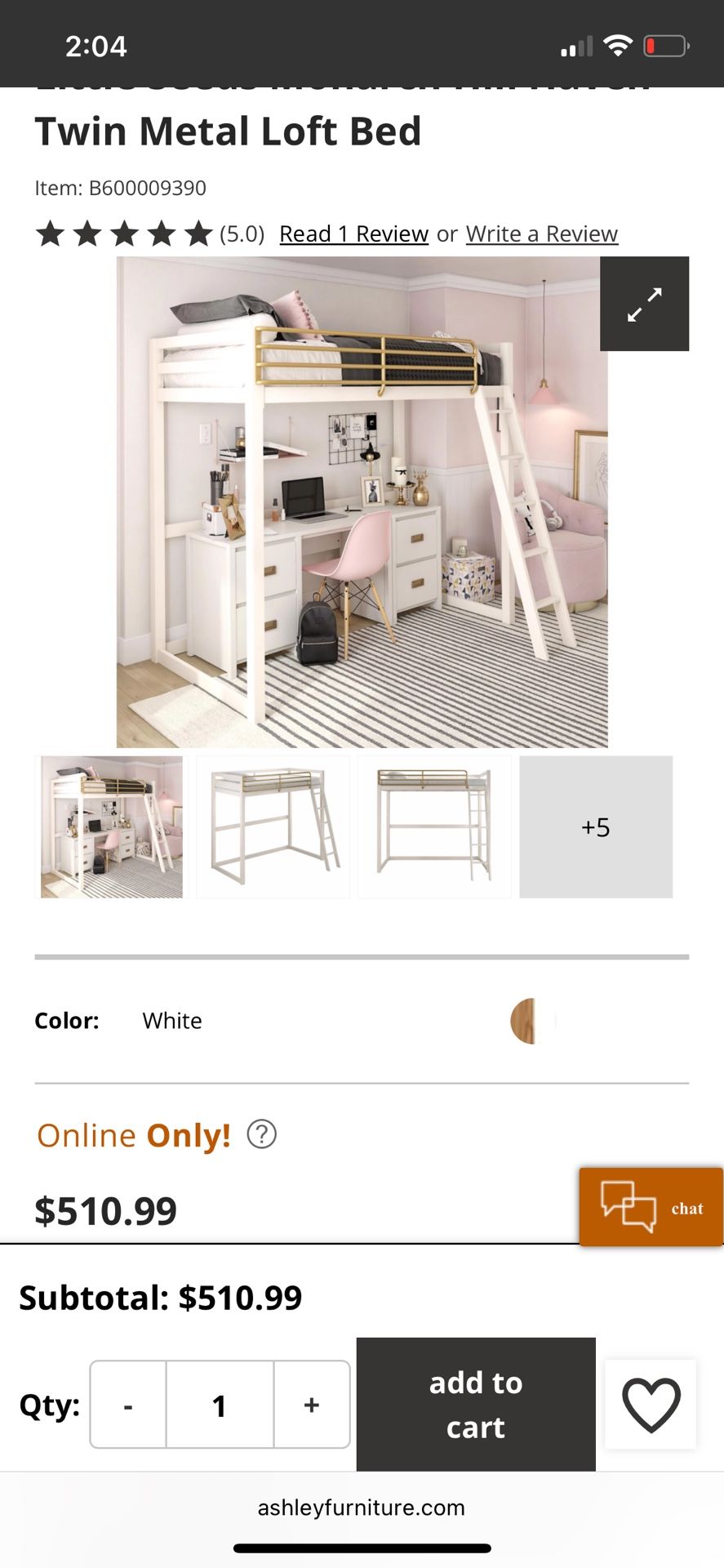 Ashley Furniture Twin Metal Loft Bed