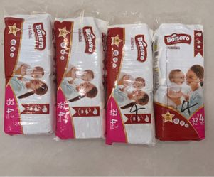 Bonero Size 4 Diapers – 128 Count / 4 Pack