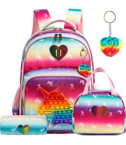 Girls Pop It Backpack With Lunchbox🦋Mochila De Nina Con Lonchera