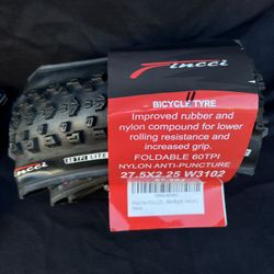 2x Fincci 27.5 x 2.25" 57- 584 60 TPI Gravel Mountain Bike Tire Punct Resistan.