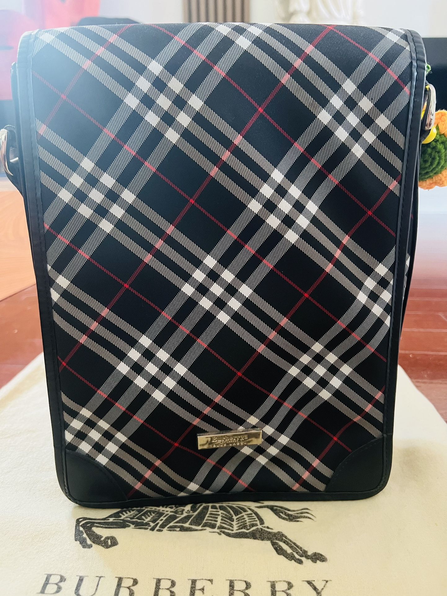 Burberry Black and Red Check Crossbody Bag