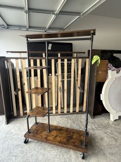 Metal Clothing Closet Real Wood Iron Steels 