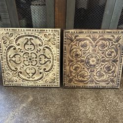 Nice Pair of Rustic Metal Wall Decor.  14.5” X 14.5”.  Excellent Condition. $10/pair.