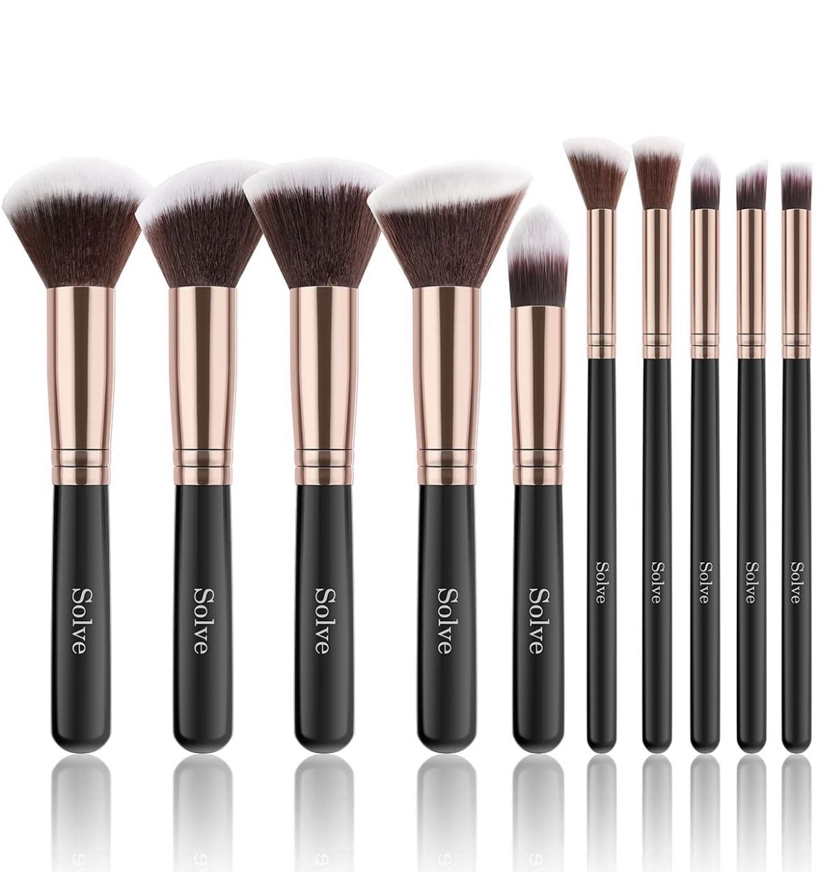 Makeup Brushes, SOLVE Premium Makeup Brush Set Synthetic Cosmetics Foundation Powder Concealers Blending Eye Shadows Face Kabuki Makeup Brush Sets (10