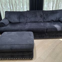 Dark Grey Couch With Matching Ottoman