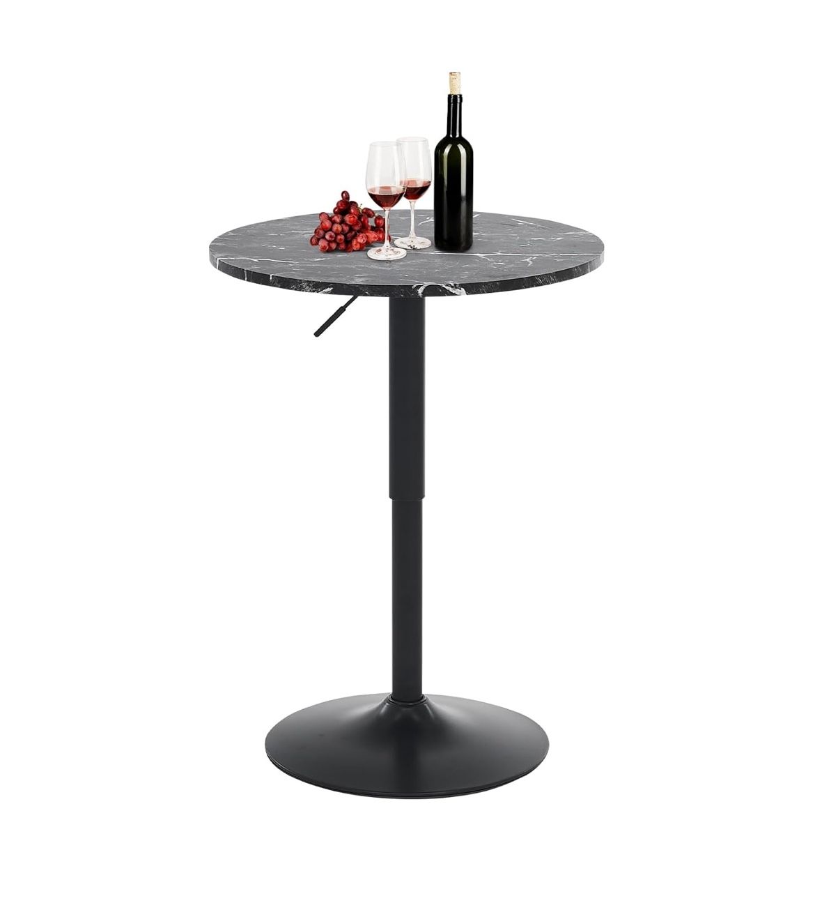 24" Round Bar Table, Bistro Pub Table, Adjustable Height Pub Table, 360° Swivel Cocktail Bar Table with Metal Base and MDF Top, Suitable for Small Spa