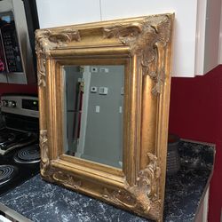 Ornate Framed Antique Beveled Wall Mirror
