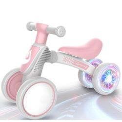 Brand New Colorful Lighting Baby Balance Bike Toys for 1 Year Old Girl Gifts, 10-36 Month Toddler Balance Bike, No Pedal 4 Silence Wheels & Soft Seat 