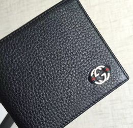 Designer men’s black leather wallet GG