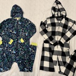 Lot Of 4 One Piece Hooded Pajamas Gap Cat And Jack 12/14 Large 10/12 