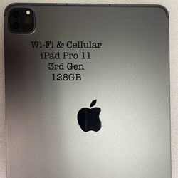 Wi-Fi & Cellular iPad Pro 11 3rd Generation 