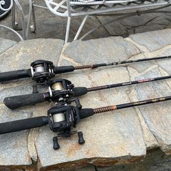 THREE (3) UGLY STICK Casting Rods with Shimano Reels-TAKE THEM ALL For $100 .
