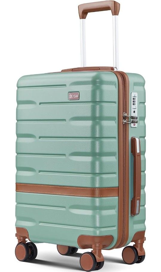 Carry On Luggage Sets,20 Inch Carry-on Suitcase with Spinner Wheels,PC+ABS Lightweight Hardshell with TSA lock,Airline Approved YKK Zippers (green)
