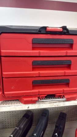 Red Plastic milwaukee packout 3-Drawer Tool Storage Case