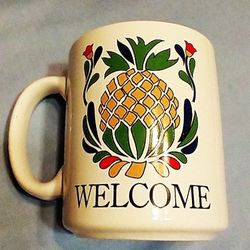 

Pineapple Welcome Mug 4” high 3.25" diameter -

