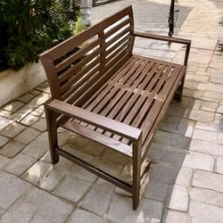 2-Person Solid Wood Patio Bench with Backrest and Cushion(not shown