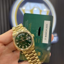 Rolex Presidential Green Sunburst Baguette Diamond Dial 36mm