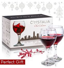 Crystalia Premium Wine Glasses 4 Set, 12 ¼ Oz 100% Lead & Cadmium Free Dishwasher Safe, Short Stemme