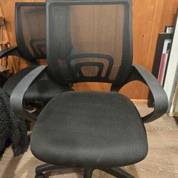 Pair of Black Mesh Office Chairs - Adjustable Height