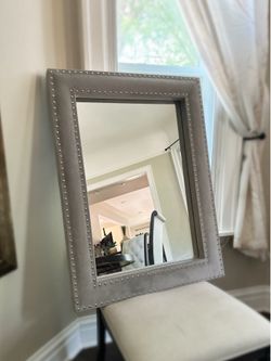 West Elm Grey Nailhead Wall Mirror 29” x 39” (Original Price $800)