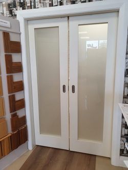 White French Double Door with Frosted Glass