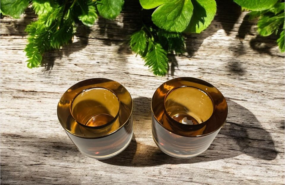 Matching Mikasa Tea Light Votives Candle Holders Amber Brown