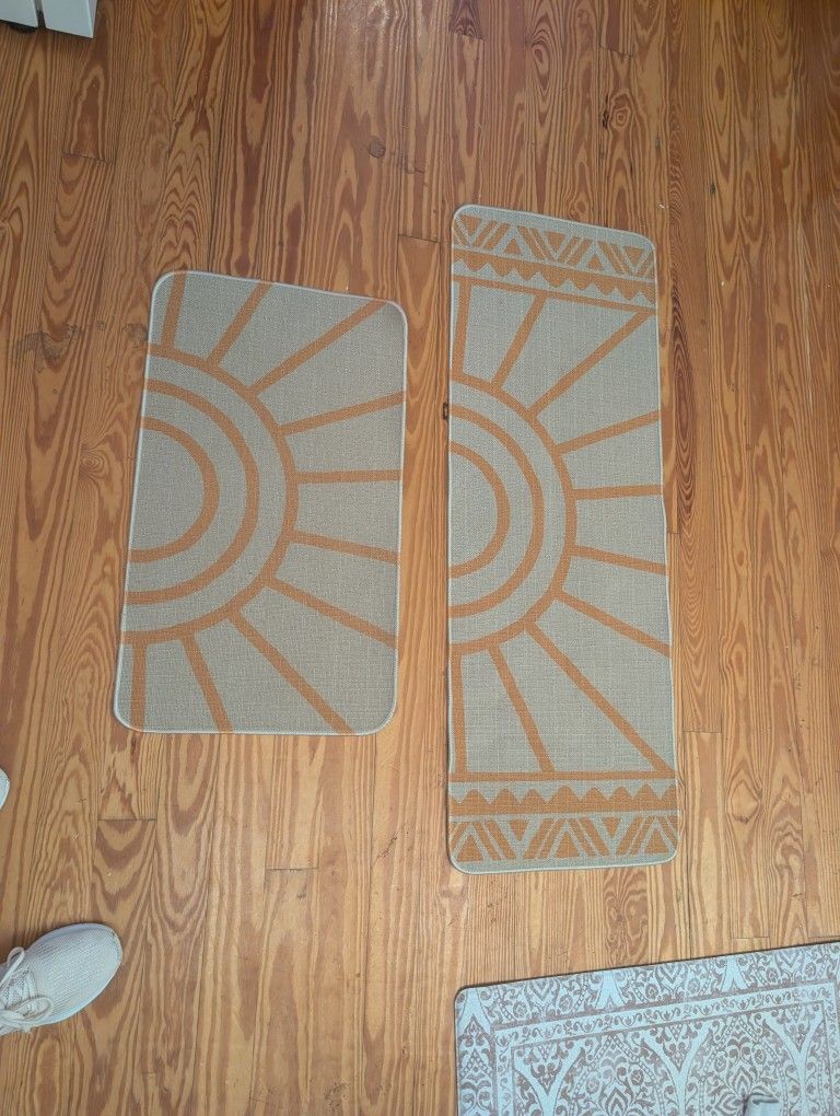 Two matching kitchen mats