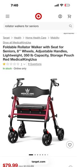 Medical King Rollater with storage