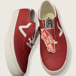 VANS SIZE 10 RED LEATHER BRAND NEW 