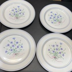 Vintage 4 Newcor Morningside Stoneware Set Plates & Cups 1988 Gayle Englof