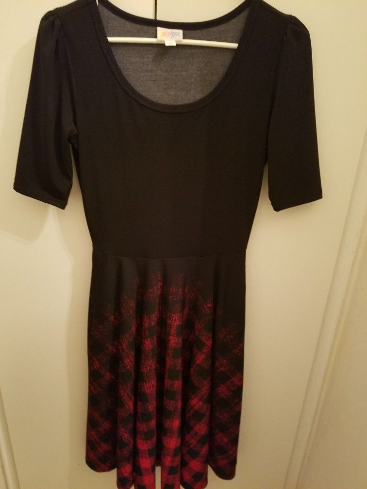 Lularoe Plaid Dipped Dress Size Small