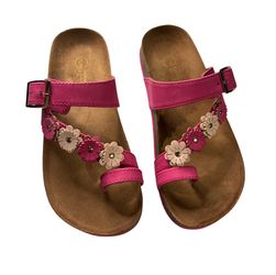Girls White Mountain Footbeds Pink Sandals - Size 2