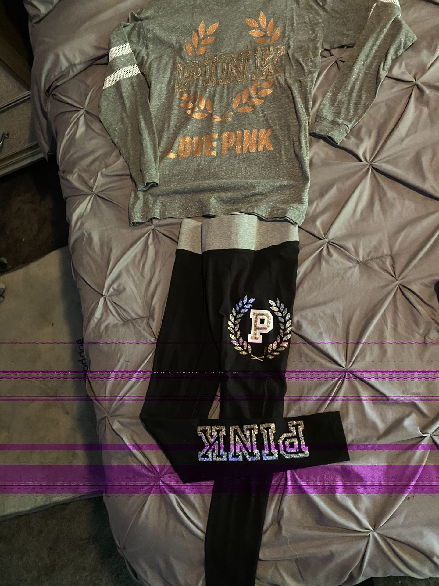 Vs Love Pink Gold Sequins Outfit 