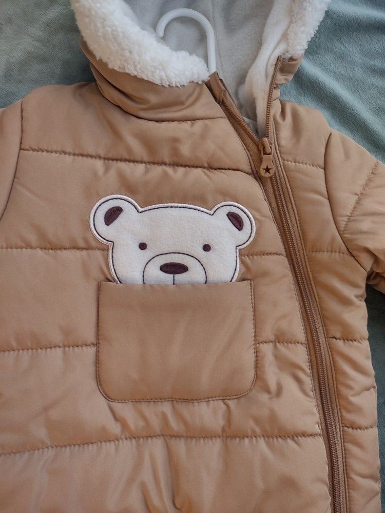 Baby Bear Brown Quilted Snow Suit Winter Onsie Padded Jacket  