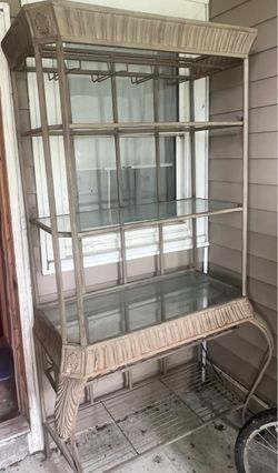 Metal and Glass Bar Etagere Shelf Unit