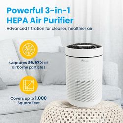 Air Purifier for Pet Hair, Allergies and Odor, White