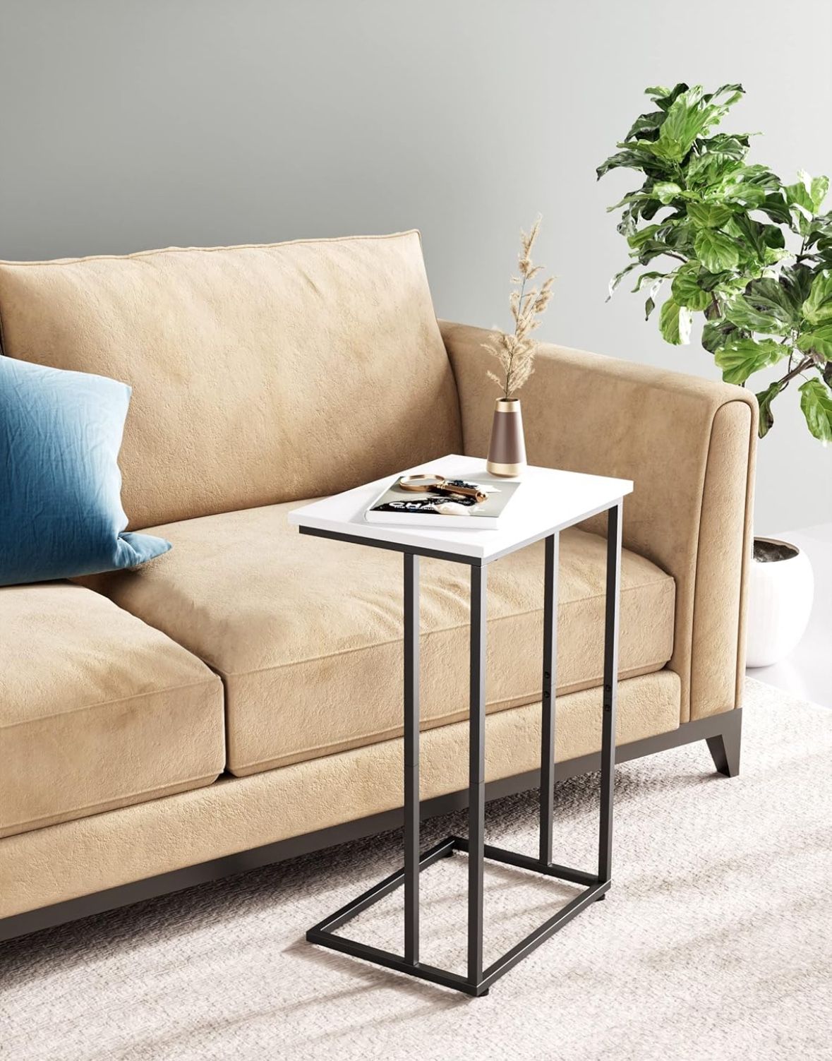 (2) White And Metal Tables