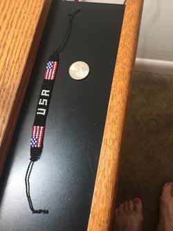 Beaded USA Bracelet Tie Fasten Bracelet