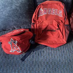 Angels Baseball Backpack With Lunch Bag 