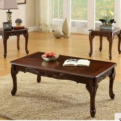 Furniture of America Mariefey 3-piece 48-inch Coffee and Side Table Set - Dark Cherry

